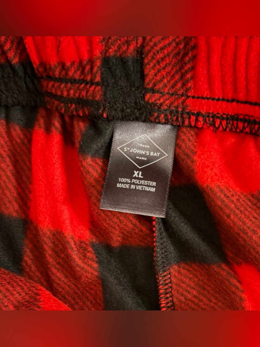 St. John’s Bay Red Cherry Fleece Sleep Pajama Pants Polyester Men’s Sz: XL - Picture 5 of 6